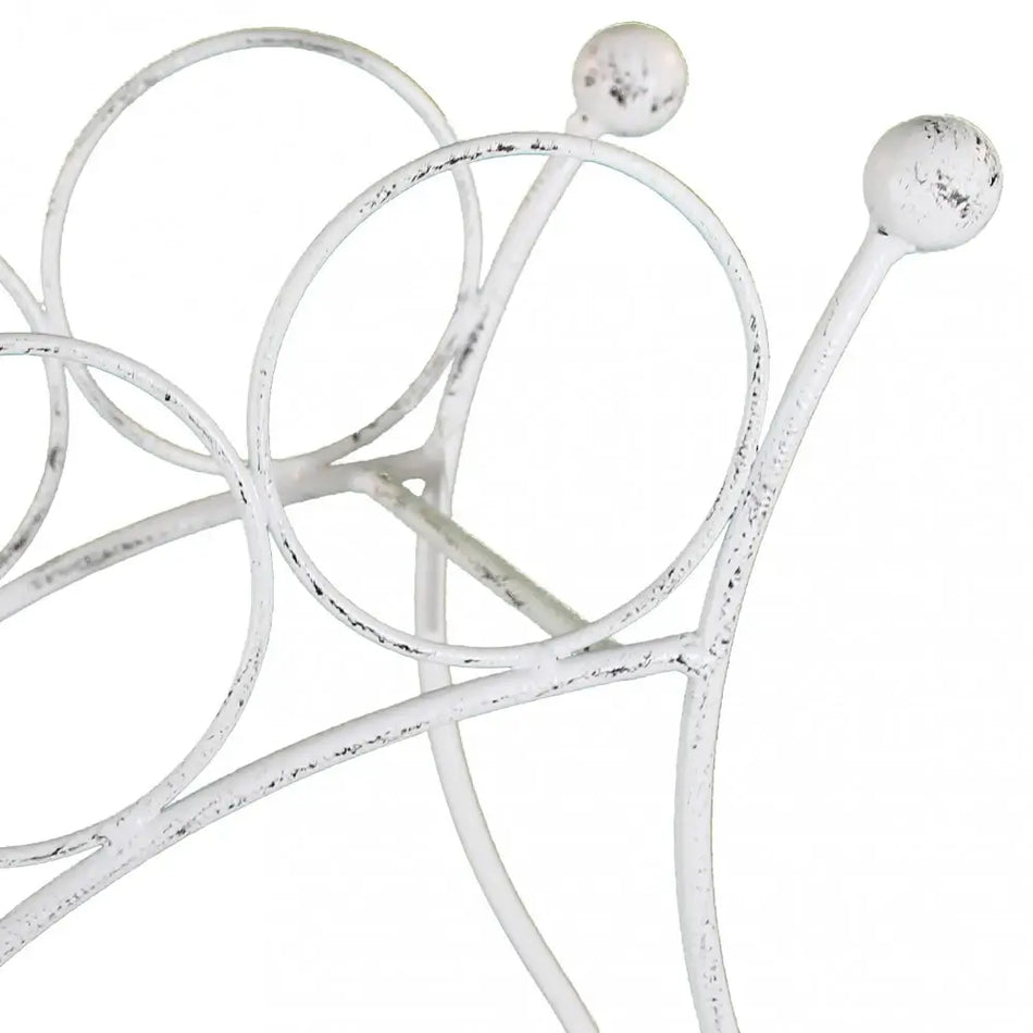 Porta Bottiglie In Ferro Battuto Stile Provenzale Bianco