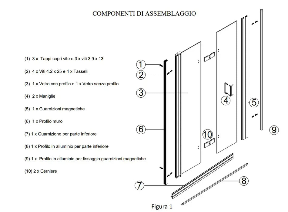 Porta A Libro Per Doccia A Nicchia 6mm Opaca H190