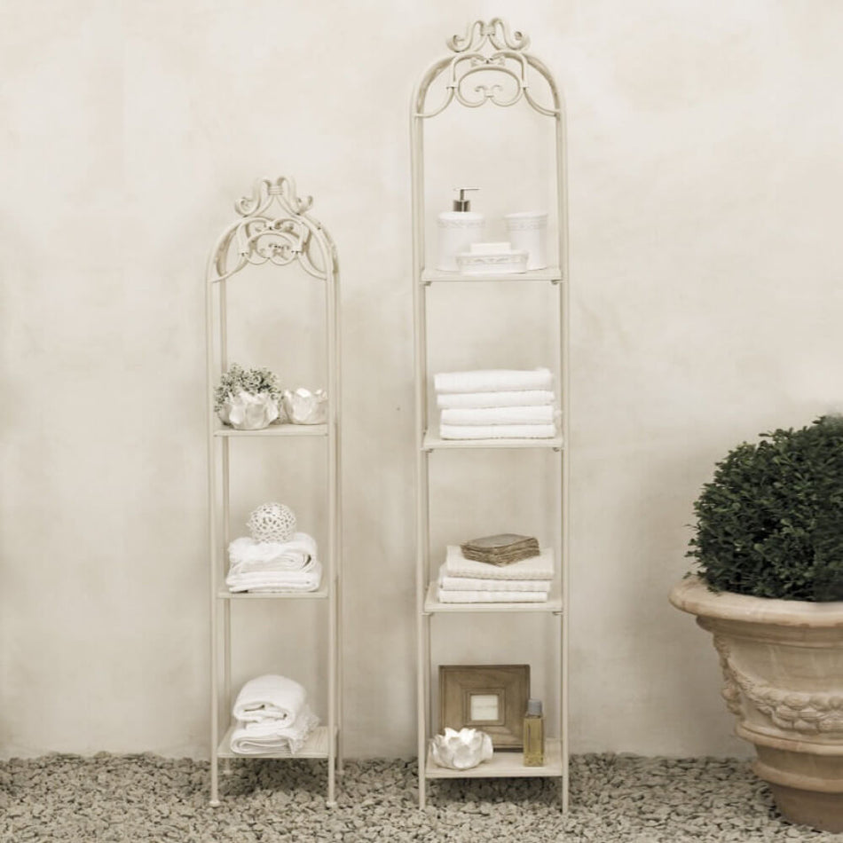 Set di 2 Scaffali Stile Provenzale Ferro Bianco