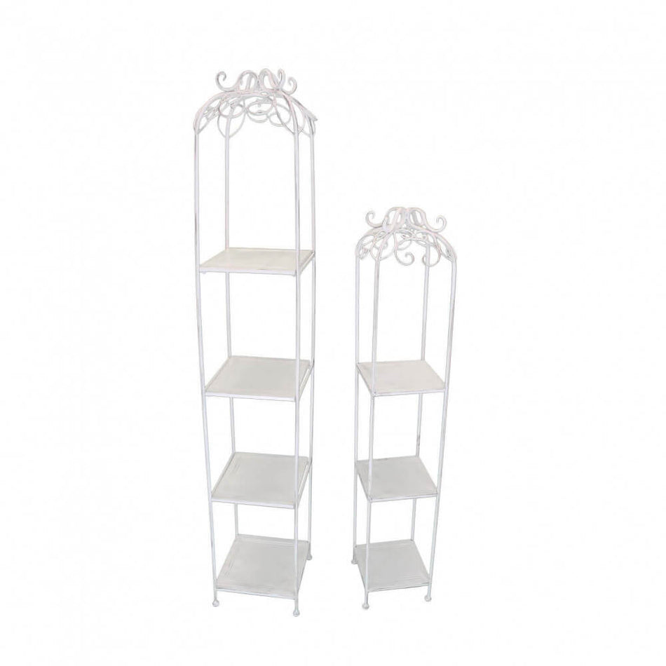 Set di 2 Scaffali Stile Provenzale Ferro Bianco