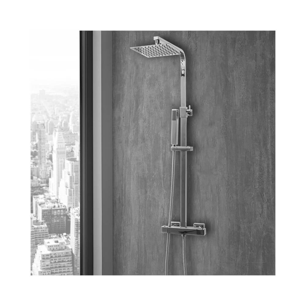 Asta Doccia Regolabile In Acciaio Inox - 68 Cm, Nero Opaco, Con Supporto Soffione Saliscendi - Foto 2