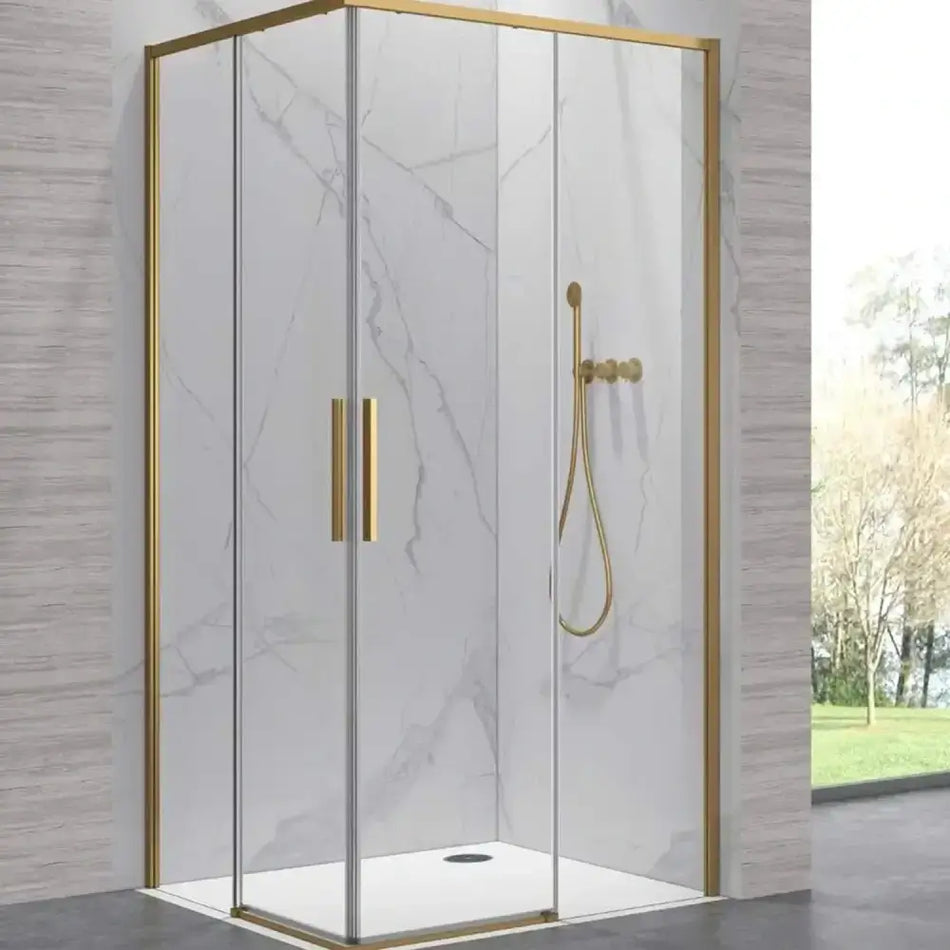 Box Doccia Doppio Scorrevole 6mm Anticalcare H200 Profili Oro