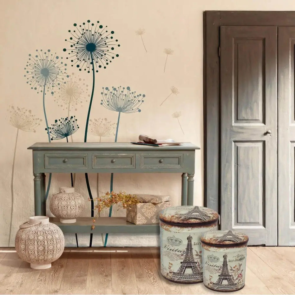 Set di 2 Pouf Contenitore Stampa Parigi Torre Eiffel