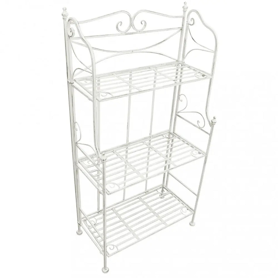 Scaffale Da Terra Stile Provenzale Ferro Bianco Intagliato Bianco Opaco