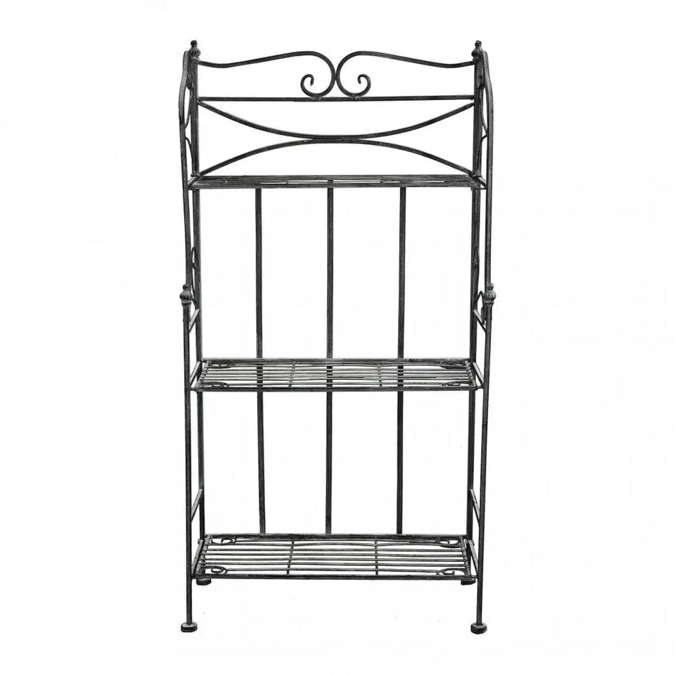 Scaffale Da Terra Stile Provenzale Ferro Bianco Intagliato Bianco Ossido