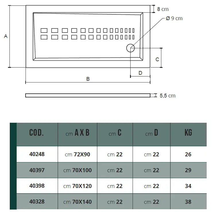 Piatto Doccia In Ceramica H5.5cm Bianco Lucido - Althea ITO