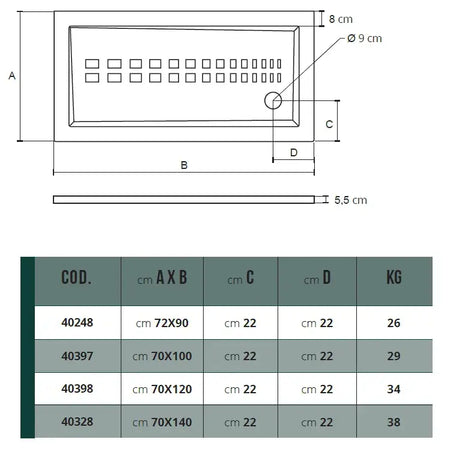 Piatto Doccia In Ceramica H5.5cm Bianco Lucido - Althea ITO