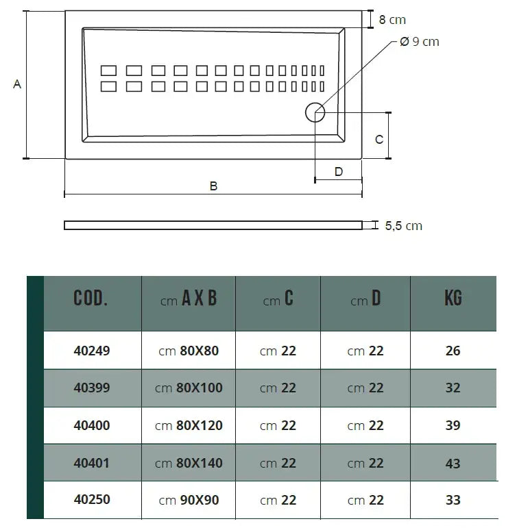Piatto Doccia In Ceramica H5.5cm Bianco Lucido - Althea ITO
