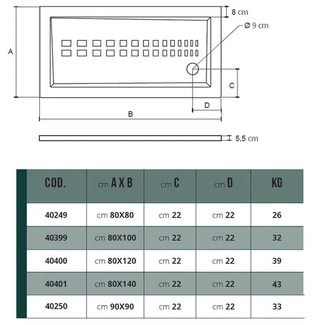 Piatto Doccia In Ceramica H5.5cm Bianco Lucido - Althea ITO