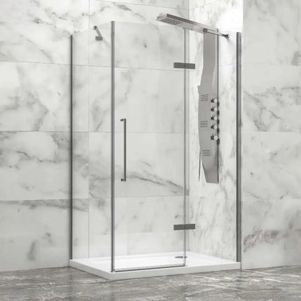 Box Doccia H200 Alluminio Spazzolato Trasparente 8mm Anticalcare