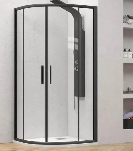 Box Doccia Semicircolare Trasparente 5mm Profili Neri H190 - Shopbagno.it