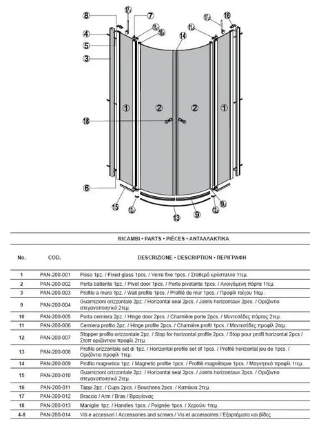Box Doccia Semicircolare 6mm Anticalcare H190 Apertura Interna Esterna - Shopbagno.it