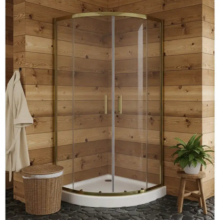 Box Doccia 80x80 Semicircolare Profili Oro Scorrevole H190 Trasparente