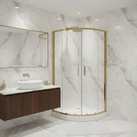 Box Doccia Semicircolare Profili Oro Scorrevole H190 Trasparente