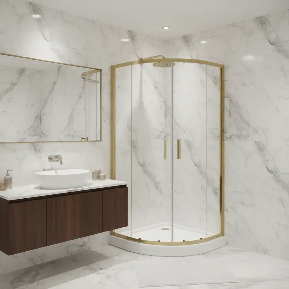 Box Doccia Semicircolare Profili Oro Scorrevole H190 Trasparente