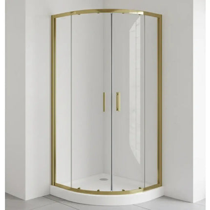 Box Doccia 80x80 Semicircolare Profili Oro Scorrevole H190 Trasparente