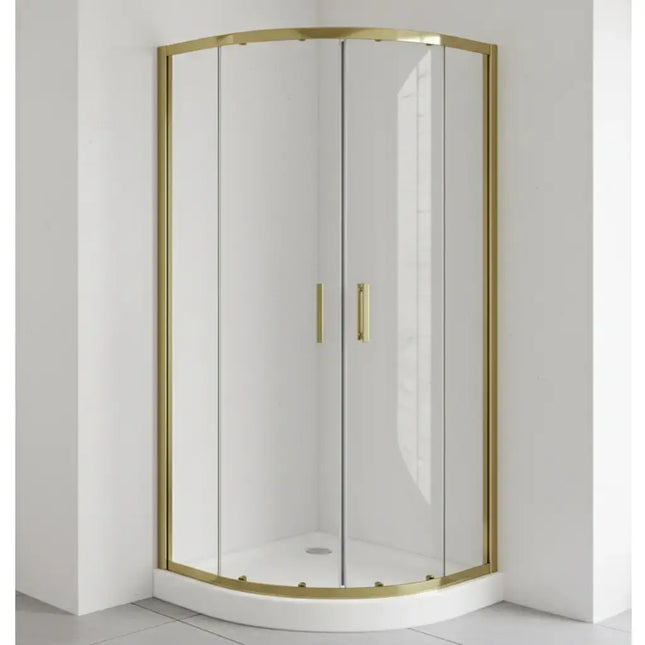 Box Doccia 80x80 Semicircolare Profili Oro Scorrevole H190 Trasparente