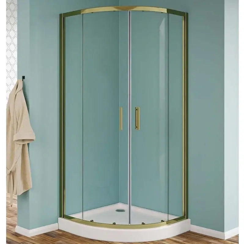 Box Doccia Semicircolare Profili Oro Scorrevole H190 Trasparente