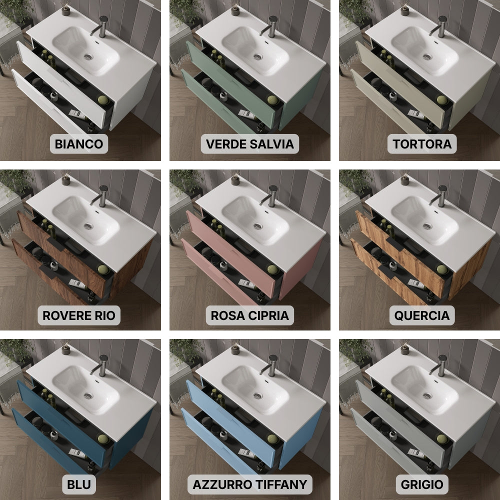 Composizione Bagno Sospesa 80cm - Zefira - Mobile Bagno TFT