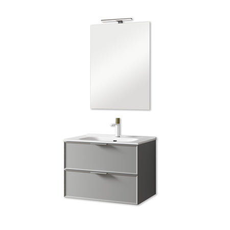 Composizione Bagno Sospesa 80cm - Zefira - Grigio - Mobile Bagno TFT