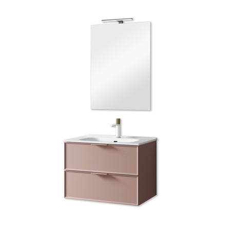 Composizione Bagno Sospesa 80cm - Zefira - Rosa Cipria - Mobile Bagno TFT