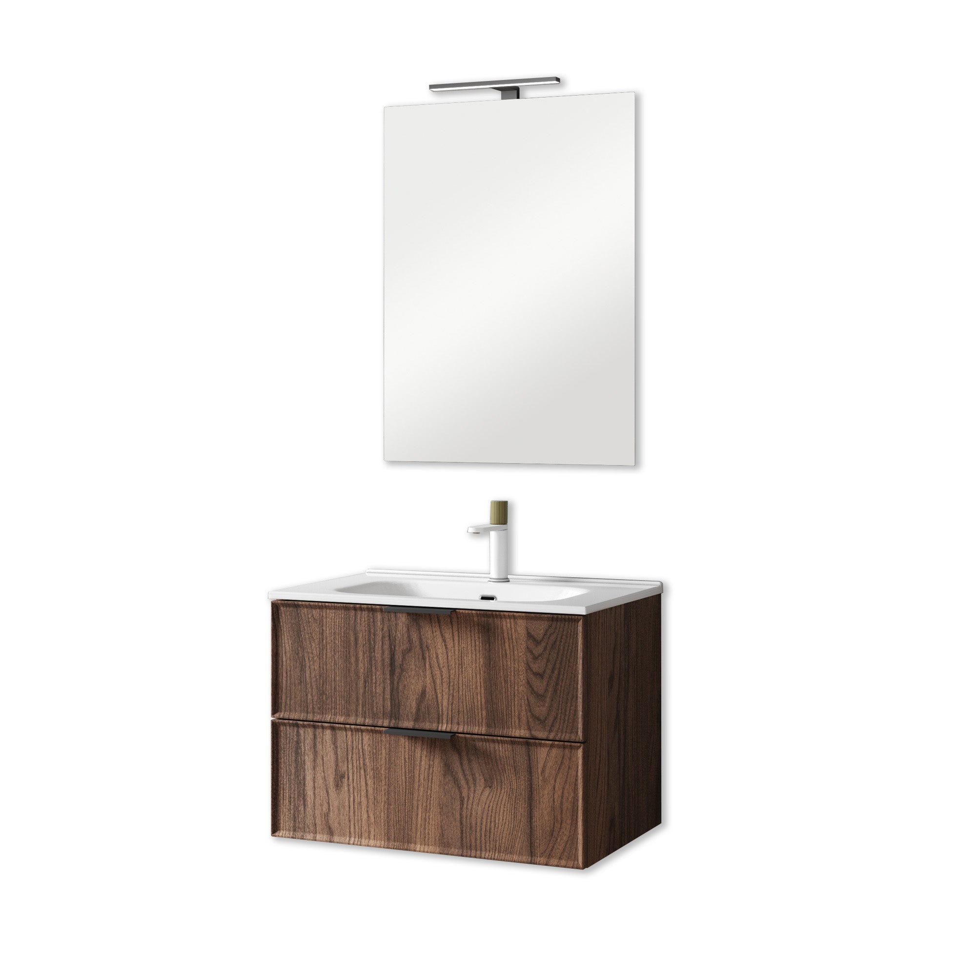 Composizione Bagno Sospesa 80cm - Zefira - Rovere Rio - Mobile Bagno TFT