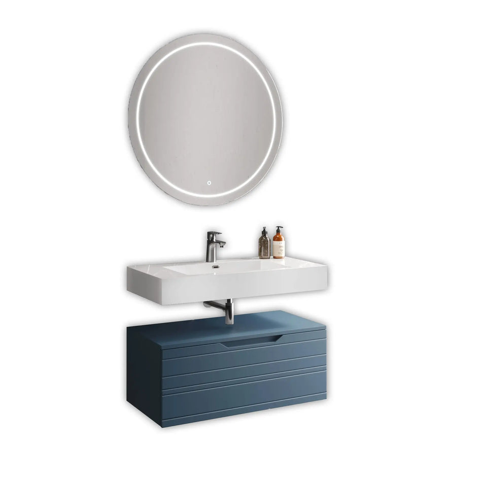 Composizione Bagno Sospesa 100cm Con Top Lavabo Scatolato - Solmira