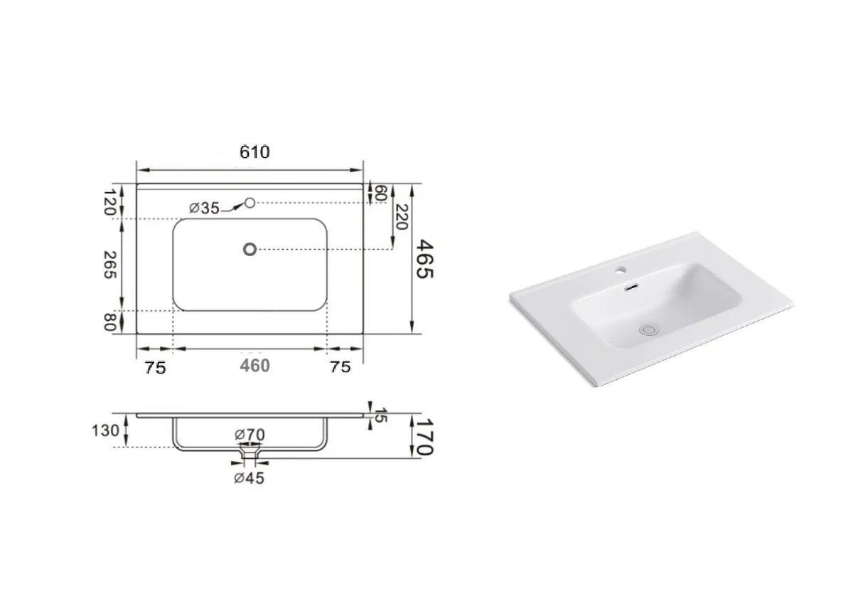 Composizione Bagno Sospesa 60cm - Zefira