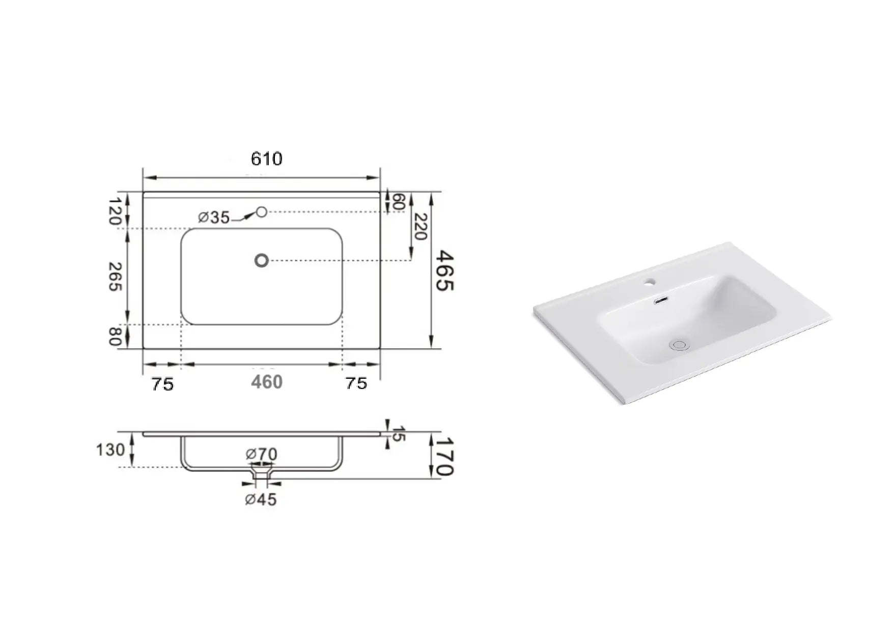Composizione Bagno Sospesa 60cm - Zefira