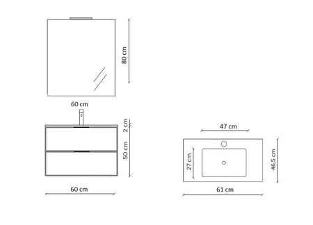 Composizione Bagno Sospesa 60cm - Zefira