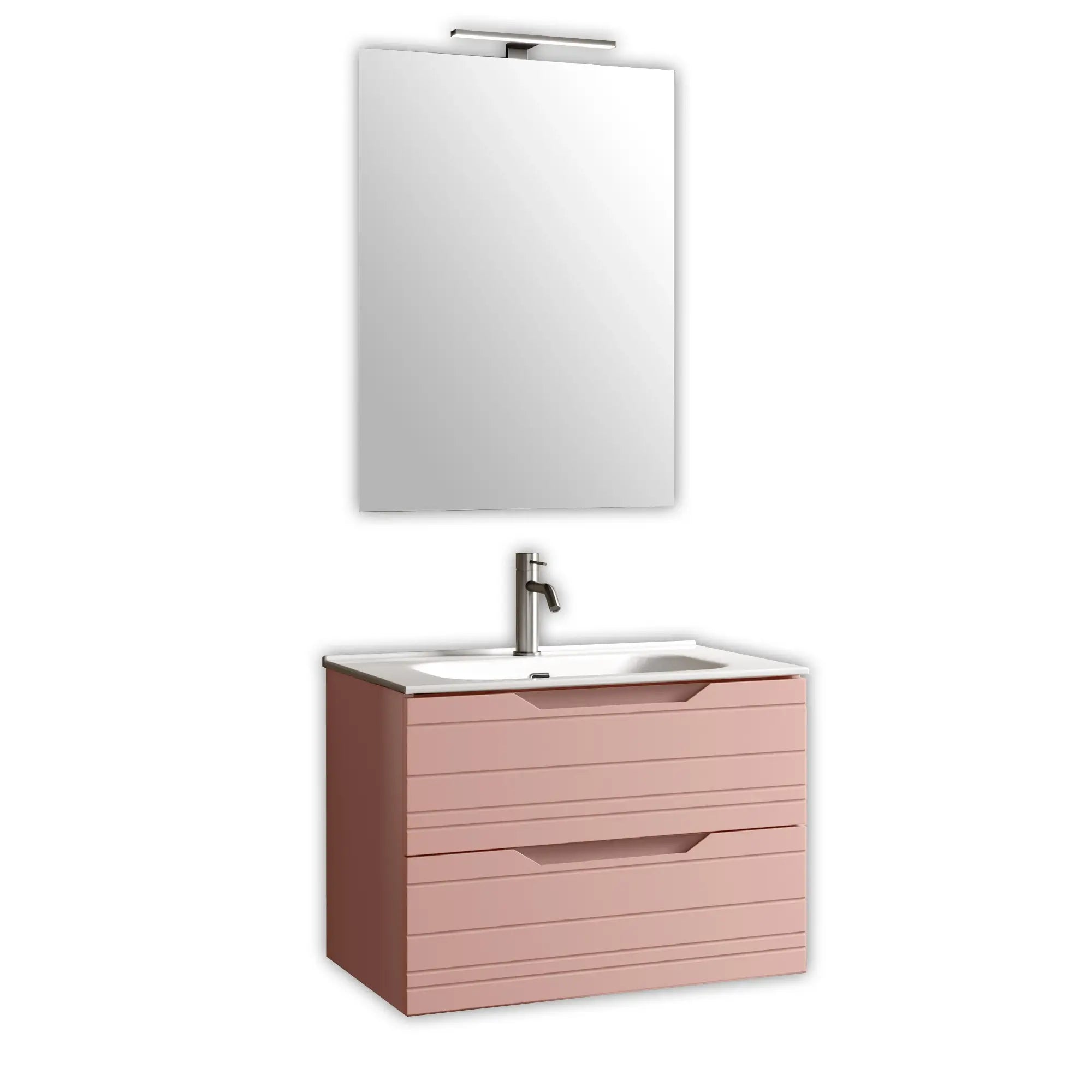Composizione Bagno Sospesa 80cm - Solmira Rosa Cipria