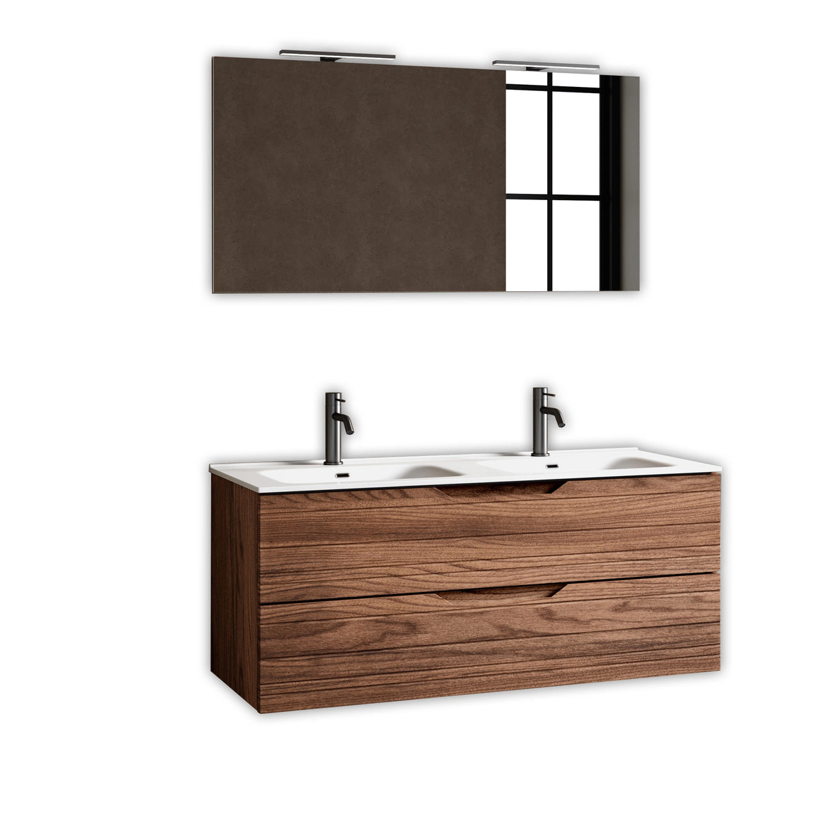 Composizione Bagno Sospesa 120cm Doppio Lavabo - Solmira