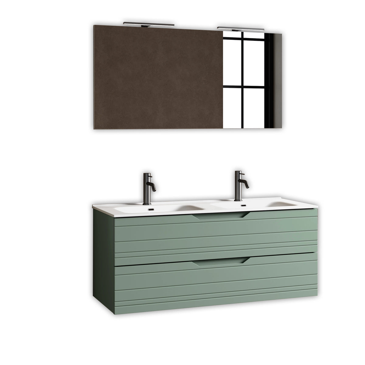 Composizione Bagno Sospesa 120cm Doppio Lavabo - Solmira