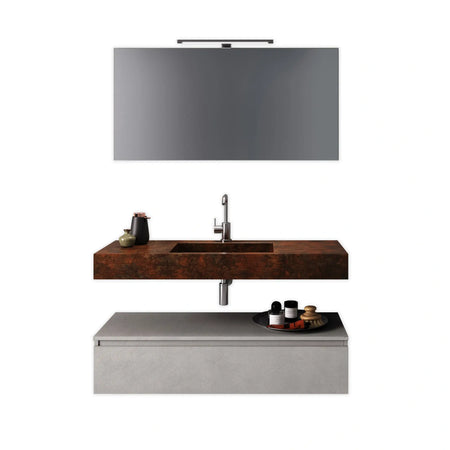 Composizione Bagno 90cm Con Vasca Integrata Cassetto E Specchio