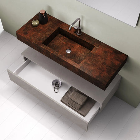 Composizione Bagno 90cm Con Vasca Integrata Cassetto E Specchio