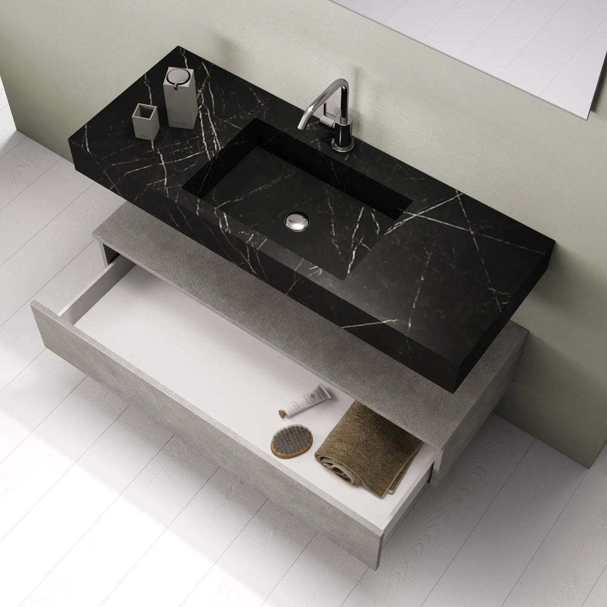 Composizione Bagno 90cm Con Vasca Integrata Cassetto E Specchio
