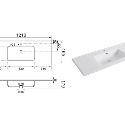 Composizione Bagno Sospesa 120cm - Solmira
