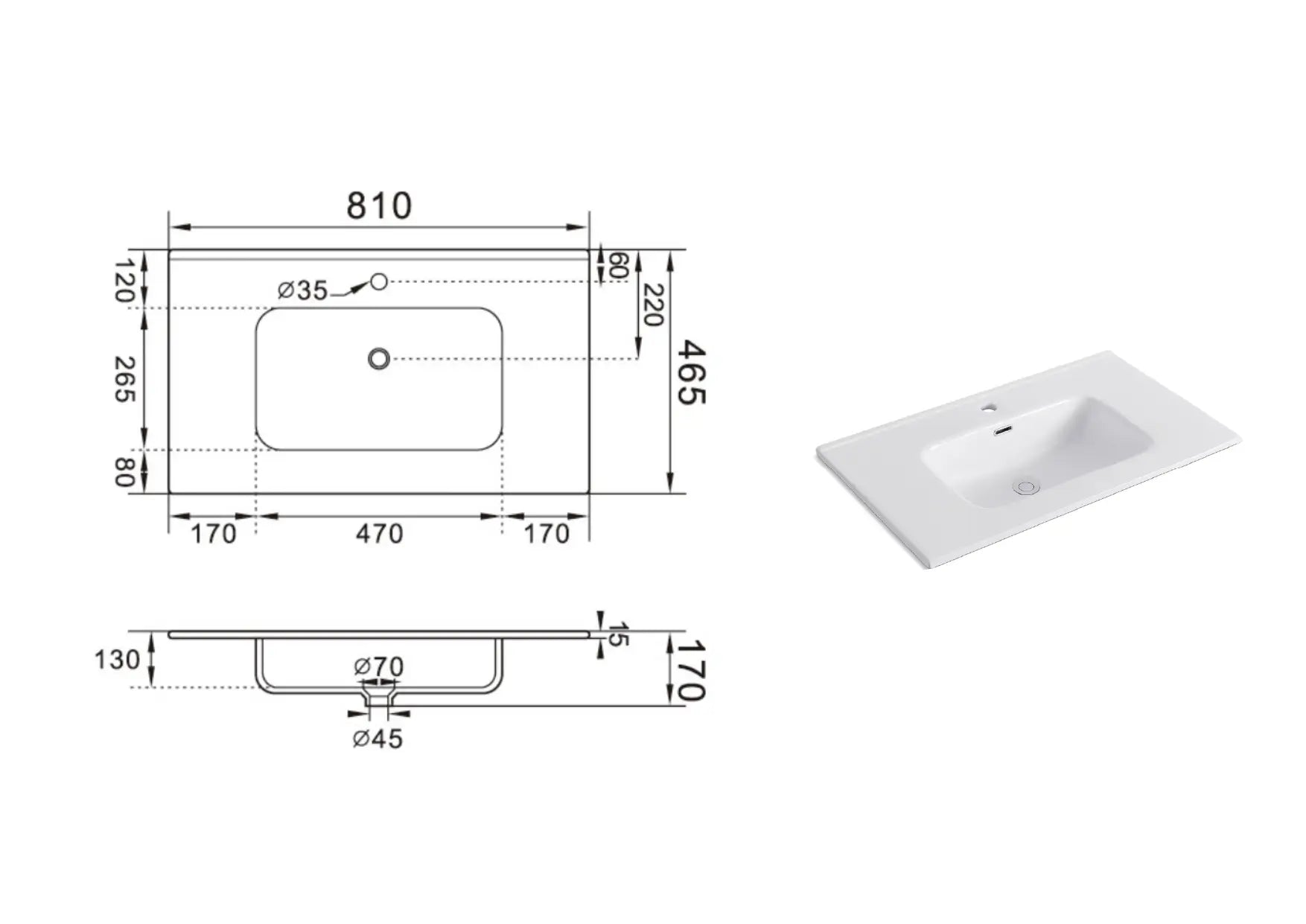 Composizione Bagno 80cm Sospesa Con Due Cassetti E Specchio Con Lampada