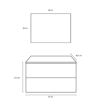 Composizione Mobile Bagno 100cm Sospeso Con Due Cassetti E Specchio Con Lampada