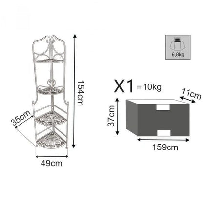 Scaffale Angolare Stile Provenzale Ferro Bianco Intagliato