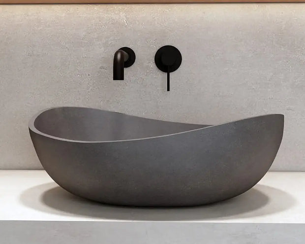 KARAG ERIS | Lavabo Da Appoggio In Pietra Ricomposta Grigio Cemento