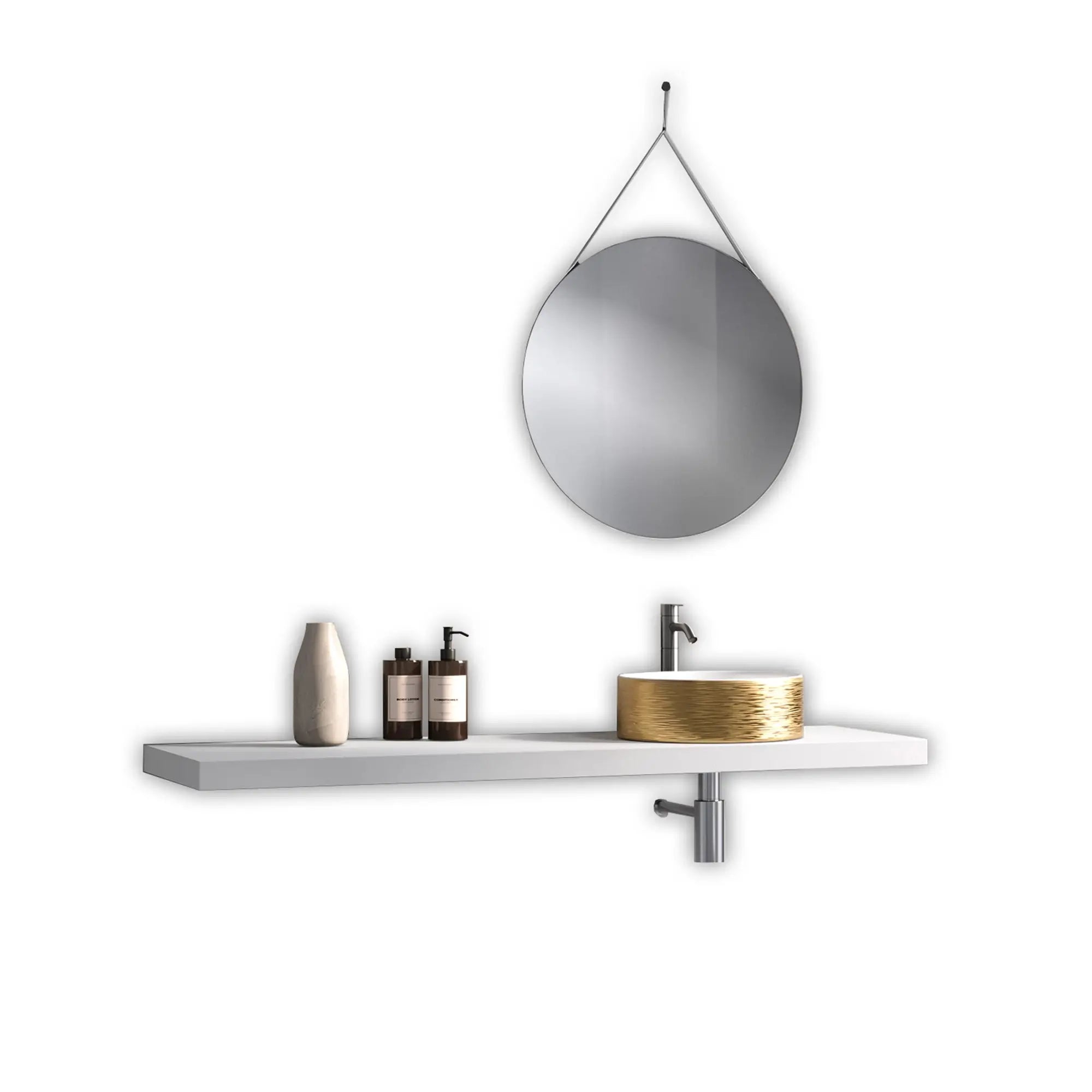 Composizione Bagno Completa Con Mensola Porta Lavabo 140cm - Mobile Bagno TFT