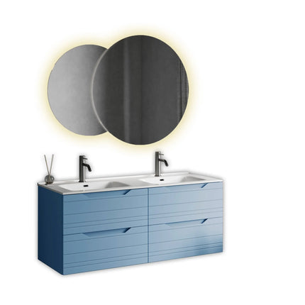 Composizione Bagno 120cm Sospesa 4 Cassetti Doppio Lavabo - Solmira
