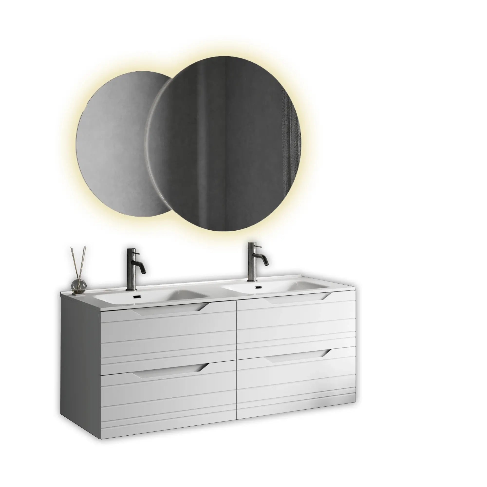 Composizione Bagno 120cm Sospesa 4 Cassetti Doppio Lavabo - Solmira - Mobile Bagno TFT