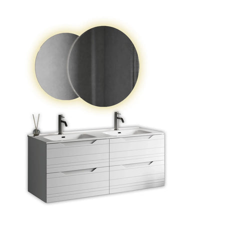 Composizione Bagno 120cm Sospesa 4 Cassetti Doppio Lavabo - Solmira - Mobile Bagno TFT