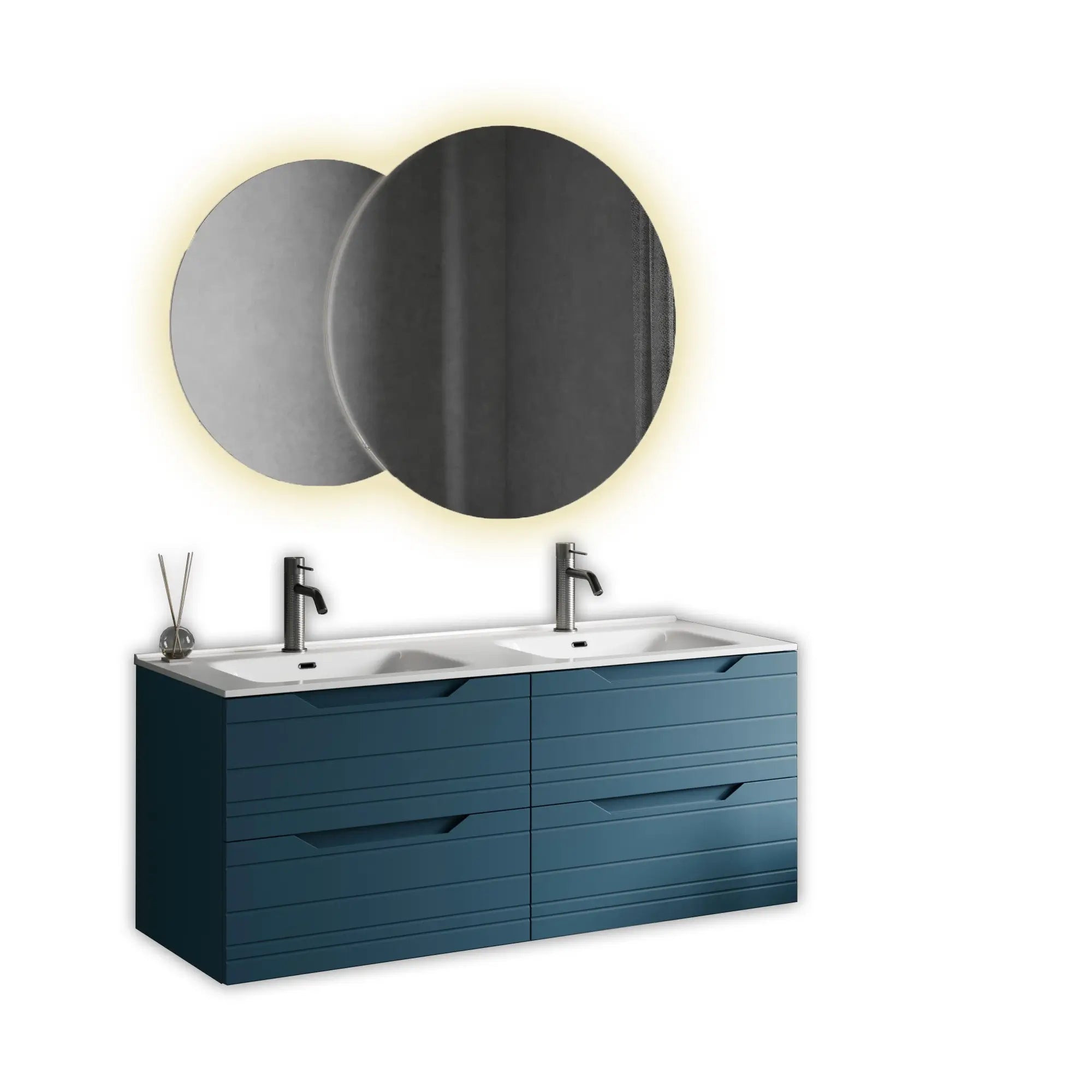 Composizione Bagno 120cm Sospesa 4 Cassetti Doppio Lavabo - Solmira - Mobile Bagno TFT