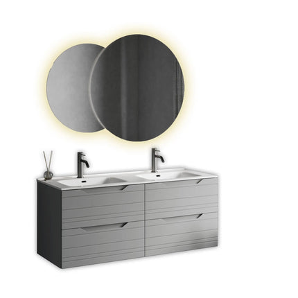 Composizione Bagno 120cm Sospesa 4 Cassetti Doppio Lavabo - Solmira