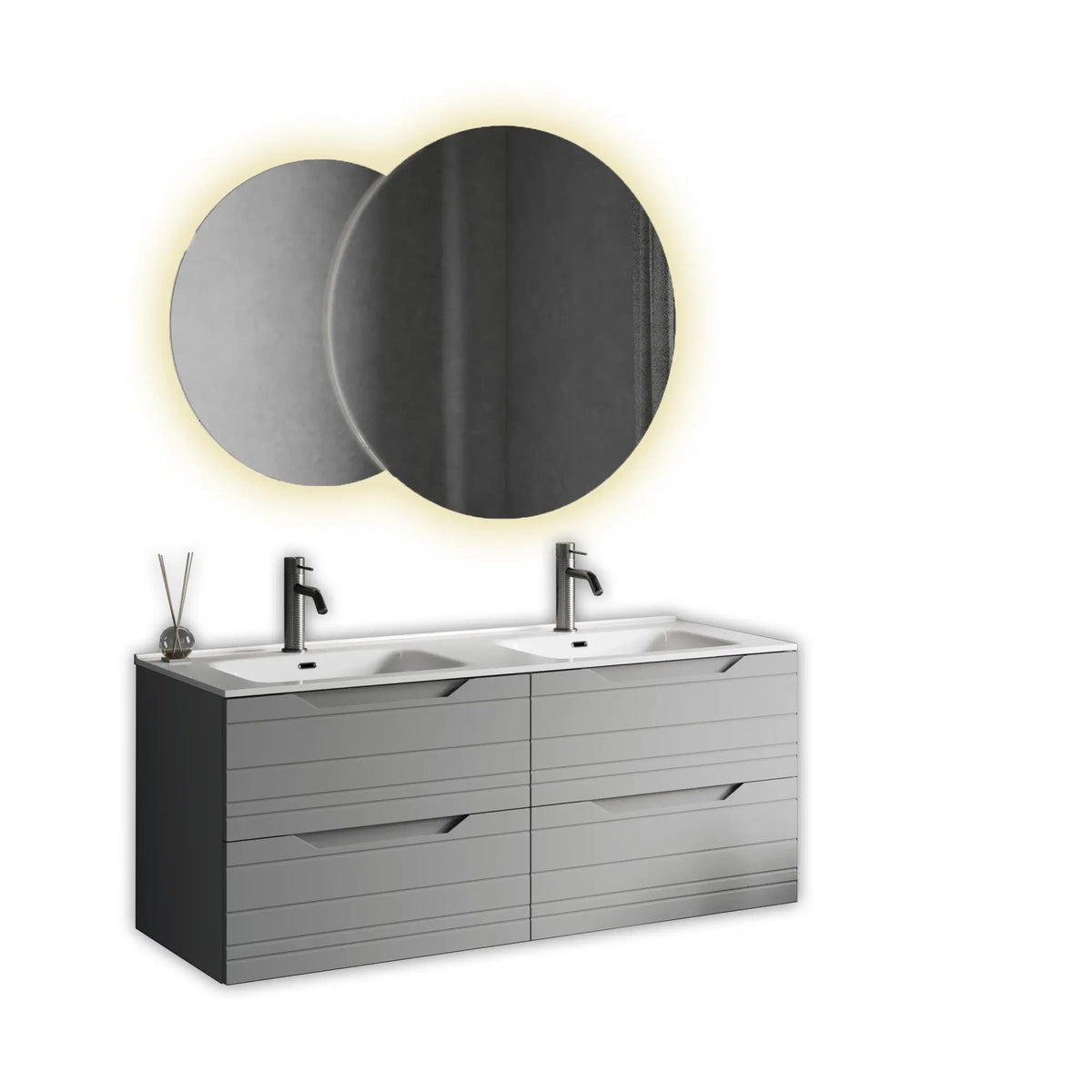 Composizione Bagno 120cm Sospesa 4 Cassetti Doppio Lavabo - Solmira - Mobile Bagno TFT