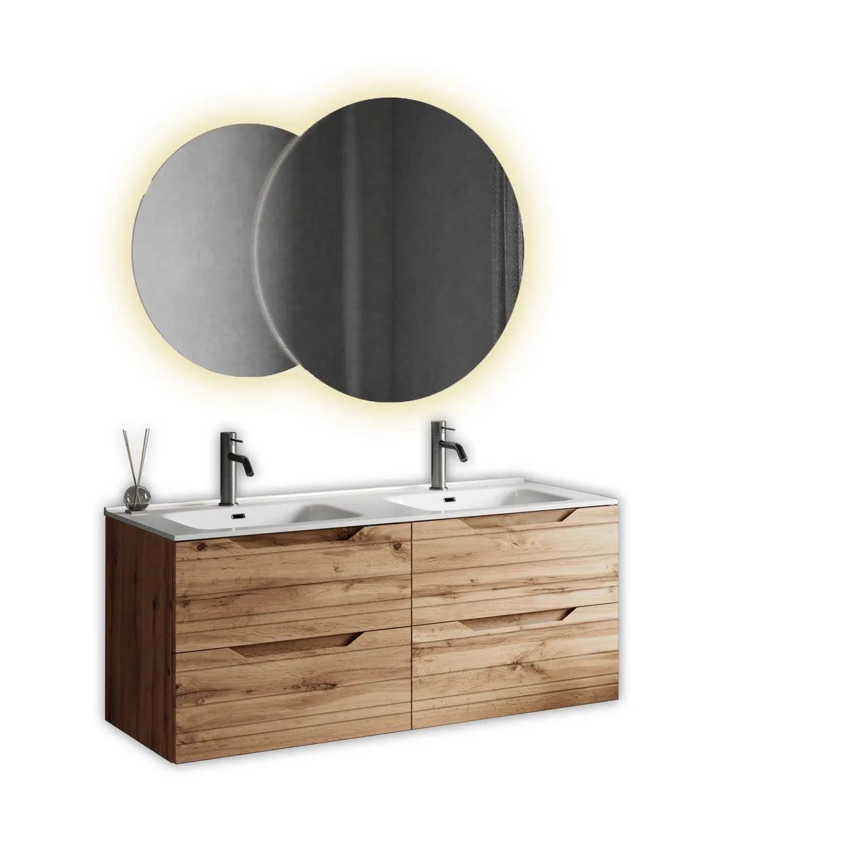 Composizione Bagno 120cm Sospesa 4 Cassetti Doppio Lavabo - Solmira - Mobile Bagno TFT