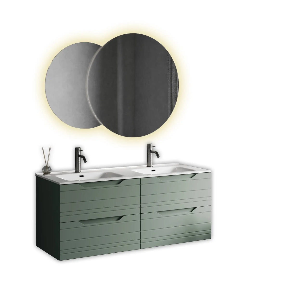 Composizione Bagno 120cm Sospesa 4 Cassetti Doppio Lavabo - Solmira - Mobile Bagno TFT